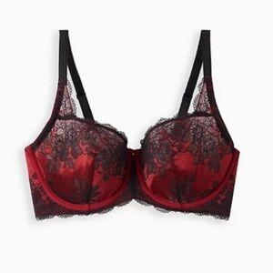 UNLINED BALCONETTE BOUDOIR BRA - LACE RED & BLACK